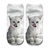 New 3D Print Funny Cute Cartoon Kitten Unisex Short Socks Creative Colorful Multiple Cat Face Happy Low Ankle Socks For Women