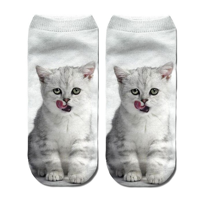 New 3D Print Funny Cute Cartoon Kitten Unisex Short Socks Creative Colorful Multiple Cat Face Happy Low Ankle Socks For Women