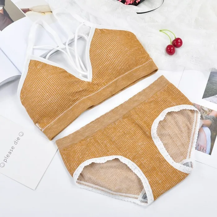 Seamless Active Bra  Set Fashion Bra Briefs Set For Women Lingerie Push Up Bralette With Pads Free Siz Sports Underwear Set