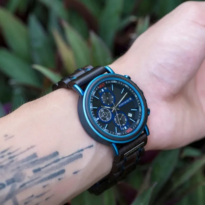 New Wooden Watch Men Top Brand Luxury Chronograph Military Quartz Watches for Man Dropshipping Customized