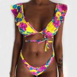 Rubylong 2019 Ruffles Bikini Women Sexy Vintage Swimsuit Brazilian Thong Bikini Set Female Retro Swimwear Push Up Bathing Suit