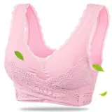 4XL Plus Size Lingerie Lace Solid Color Cross Side Buckle Without Rims Gathered Sports Underwear Sleep Bra New