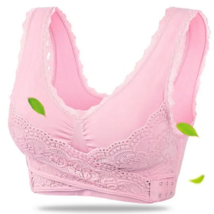 4XL Plus Size Lingerie Lace Solid Color Cross Side Buckle Without Rims Gathered Sports Underwear Sleep Bra New