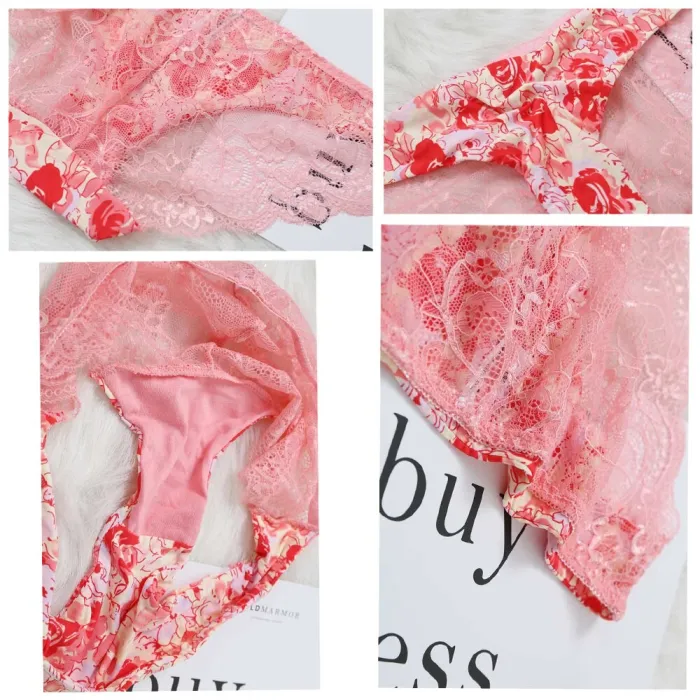 Fashion Women's Sexy Lace Panties Seamless Underwear Briefs Leopard Ice Silk for Girls Bikini Cotton Crotch Transparent Lingerie