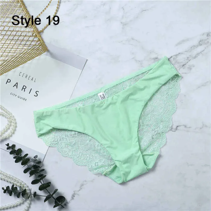 Fashion Women's Sexy Lace Panties Seamless Underwear Briefs Leopard Ice Silk for Girls Bikini Cotton Crotch Transparent Lingerie