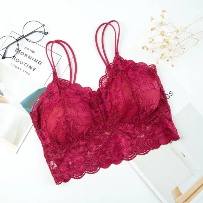 2020 New Arrival Women Push Up Wireless Lace Bra Top Women Plus Size Bralette Underwear Lingerie Full Cup