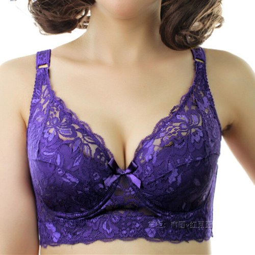 Meizimei Deep V Sexy Lingerie Lace Bras for Women thin Intimate Floral Plus Size Underwire Super Push up bhBrassiere Girl lady