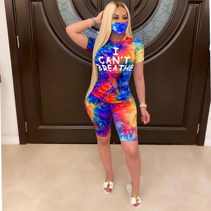JRRY Women Tracksuit Two Pieces Set Mask Short Sleeve V Neck Top Short Pants 2 Pieces Set Outfits Skinny Elastic Outdoor Wear
