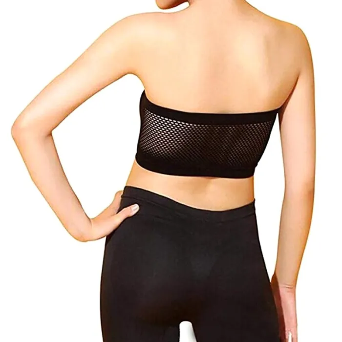 Women Seamless Tube Top Breathable Strapless Bandeau Bra Underwear without Pad ropped Hollow Stretch Layer Solid Strapless Bra