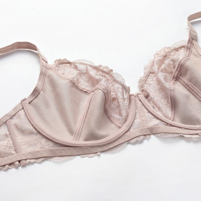 New Lace Perspective Bra Women Sexy Lingerie Underwire Embroidery Floral Bralette Plus Size C D E 80 85 90 95 100 105