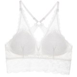 FINETOO Sexy Bralette Padded Bras For Women Transparent Wireless Bra Lace Intimates Lace Bralette Backless Brassiere Crop Tops
