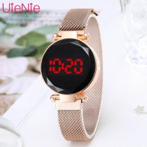LED Watch Men's Digital Electronic Clock Watch Women's Fashion Dress Wristwatch Milan Magnet Buckle Quartz Watch
