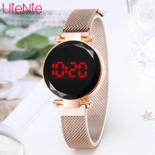 LED Watch Men's Digital Electronic Clock Watch Women's Fashion Dress Wristwatch Milan Magnet Buckle Quartz Watch
