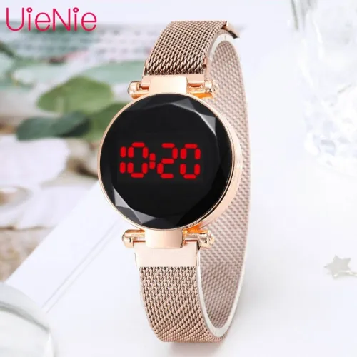 LED Watch Men's Digital Electronic Clock Watch Women's Fashion Dress Wristwatch Milan Magnet Buckle Quartz Watch
