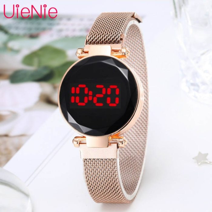 LED Watch Men's Digital Electronic Clock Watch Women's Fashion Dress Wristwatch Milan Magnet Buckle Quartz Watch