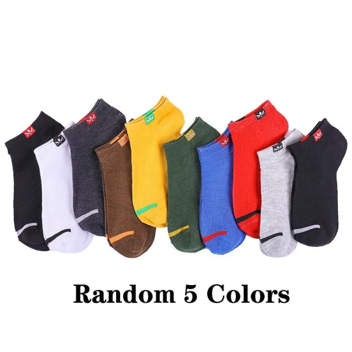 22 Styles 5 Pairs/lot Men Summer Cotton Socks Solid Color Striped Animals Ship Socks Fashionable Male Ankle Socks