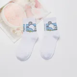 Japanese Kawaii Women Animals Cartoon Tube Socks Cute Egg Rabbit Panther Cotton Long Socks Female and Ladies Pink Milk White Sox
