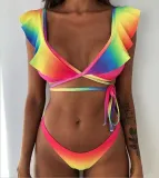 Rubylong 2019 Ruffles Bikini Women Sexy Vintage Swimsuit Brazilian Thong Bikini Set Female Retro Swimwear Push Up Bathing Suit