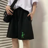 Korean Style Aliens Harajuku Casual Loose Straight Jogger Bike Shorts Female High Waist Summer Sports Running Vintage Hotpants