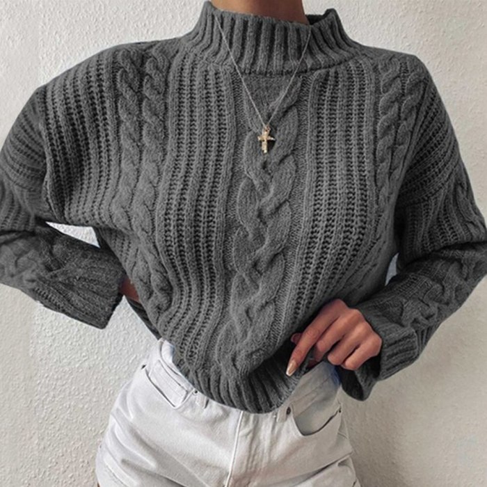 Knitted Turtleneck Sweater Women Autumn Ladies Solid Pullover Sweater Korean Style Female Long Sleeve Knit Jumpers Femme