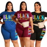 2019 Women new summer letter print short sleeve t-shirt knee length shorts suit two piece set sporting tracksuit outfit GL5249