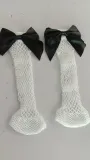 Fashion 2017 New Women Sexy Black Mesh Short Ankle Socks Christmas Girls Fishnet Socks With Cute Bow Ladies Socks 6 Colors