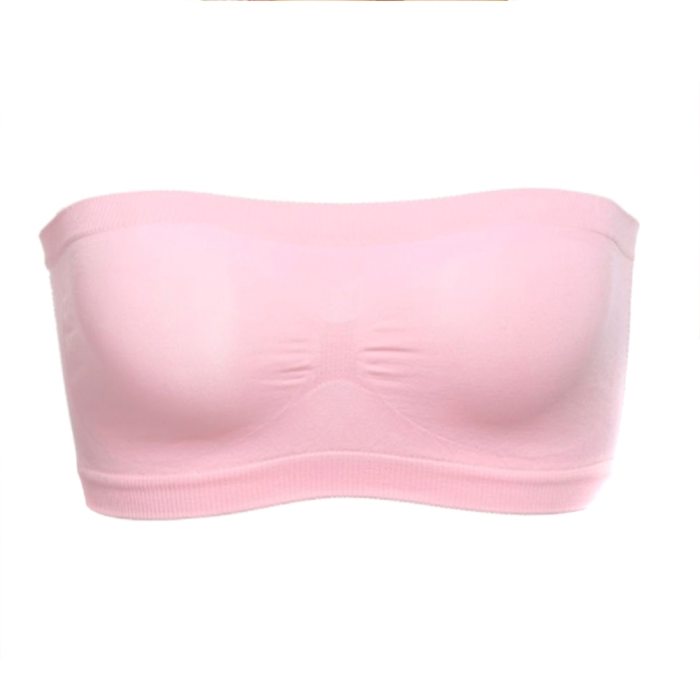 Women Seamless Tube Top Breathable Strapless Bandeau Bra Underwear without Pad ropped Hollow Stretch Layer Solid Strapless Bra