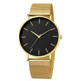 Fashion Casual Watch Womens Metal Hour Quartz Wristwatch Simple Mesh Black Stainless Steel Bracelet saa