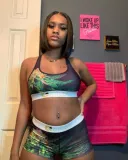 VAZN Camouflage Colorful Printed Sexy Two Piece Set Spaghetti Strap Sleeveless Crop Top And Sheath Short Pants Tracksuit LS6222