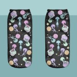 3pcs/Lot Teeth Purple SKULL Print Sock Cute Floral Socks Women Harajuku Art Socks Funny Cotton Kawaii Ankle Happy Socks White