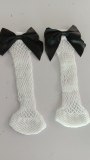 Fashion 2017 New Women Sexy Black Mesh Short Ankle Socks Christmas Girls Fishnet Socks With Cute Bow Ladies Socks 6 Colors