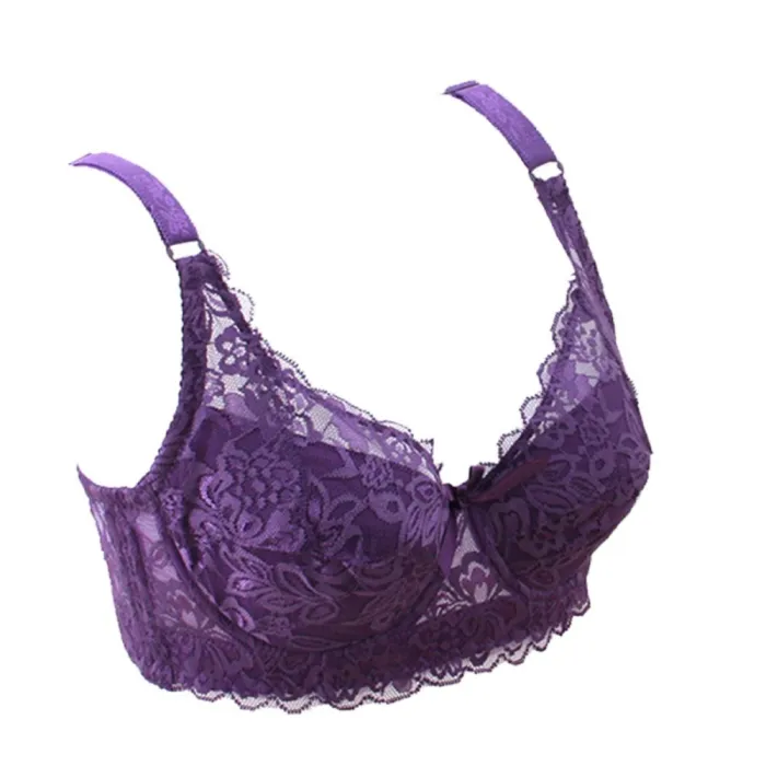 2020 Sexy Full Lace Women's Bras Push Up Coverage Flower Adjustable  Intimates Bowknot Underwear Plus Size