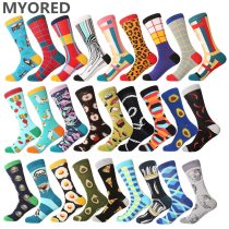 MYORED 2019 date men dress color comfortable pair roller skateboard for causal reason funny wedding socks socks shark geometry