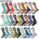MYORED 2019 date men dress color comfortable pair roller skateboard for causal reason funny wedding socks socks shark geometry