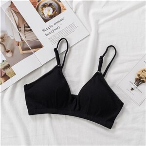 French Style Bralette Lace Bra Girls Triangle Cup Lingerie Deep V Wireless Underwear Soft Thin Seamless Bra