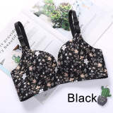 Women Flower Print Seamless Bra Sexy Lingerie Floral Push Up Bras One-Piece Underwear