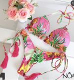 2020 Sexy Bandeau Bikini Print Women's Two-Piece Swimsuit Bikini One Shoulder Swimwear Brazilian Set
