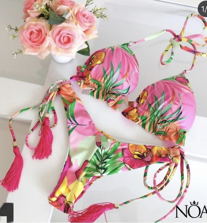 2020 Sexy Bandeau Bikini Print Women's Two-Piece Swimsuit Bikini One Shoulder Swimwear Brazilian Set