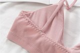 French Style Bralette Lace Bra Girls Triangle Cup Lingerie Deep V Wireless Underwear Soft Thin Seamless Bra