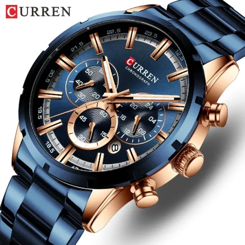 Mens Watches Fashion Casual Clock Stainless Steel Top Brand Luxury Sports Chronograph Quartz Watch Man