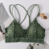 French women's lace sexy lace bra seamless deep V lace thin wireless bra triangle cup underwear sexy female underwear soft bra