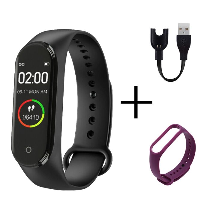 Portable Men's And Women's Waterproof Smart Color Screen M4 Watch Heart Rate Monitor Monitoring Health Tracker Sports Bracelet