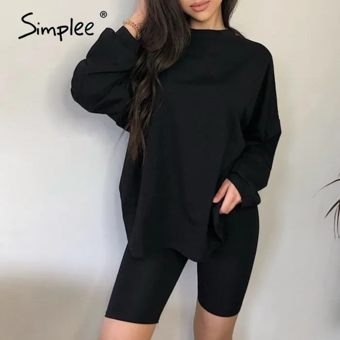 Casual solid outfits women's two piece suit with belt Home loose sports tracksuits fashion bicycle suit summer hot 2020