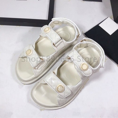 2020 Sandal Summer magic stick white black cowskin Genuine leather platform fashion sandals women Flats shoes size 35-40