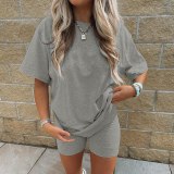 Basic Oversize Two Piece Short Set for Women Casual Tshirt and Shorts Set Homewear Streetwear Joggers Women 2 Sets Cuteandpsycho