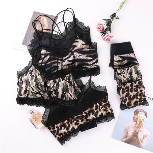 Lace Women Bra 4 Color Camfouge Leopard Underwear Bra Sets Bras And Panties Lace Lingeries B0191
