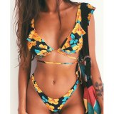 Rubylong 2019 Ruffles Bikini Women Sexy Vintage Swimsuit Brazilian Thong Bikini Set Female Retro Swimwear Push Up Bathing Suit