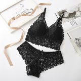 Women Lace Bra & Brief Sets Seamless Underwear Backless Vest Sexy Padded Bralette Lingerie Ultrathin Bra Sets Female Intimates