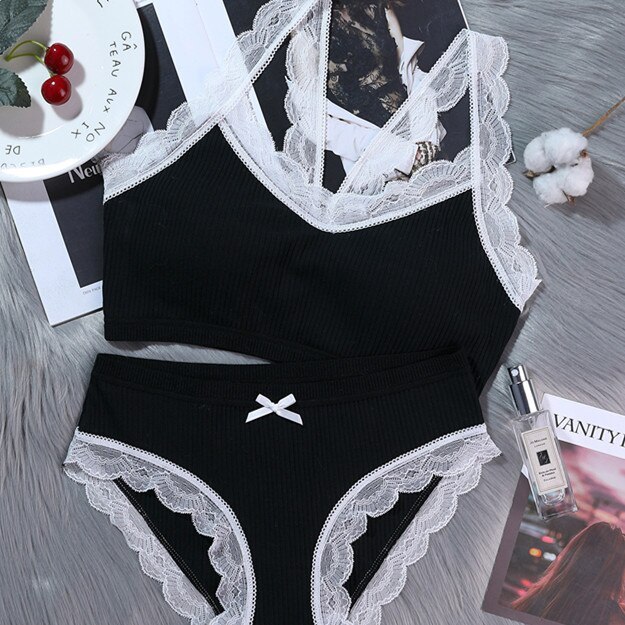 Sexy High-end Romantic Temptation Bra Set Women Fashion Stripes Underwear Set Push Up Bra and Panties Set