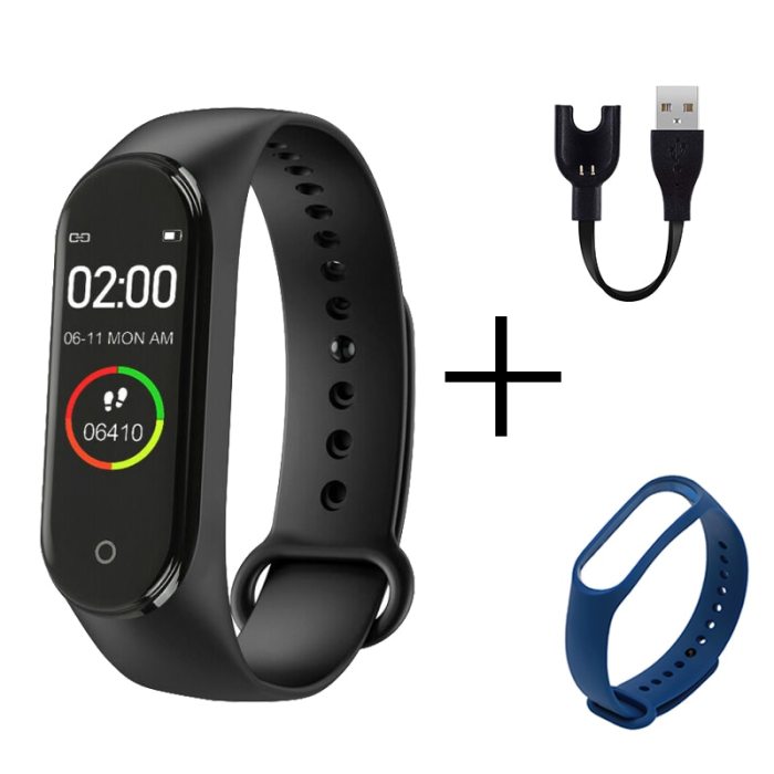 Portable Men's And Women's Waterproof Smart Color Screen M4 Watch Heart Rate Monitor Monitoring Health Tracker Sports Bracelet